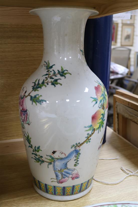A collection of Chinese 18th century and later bowls and a vase vase height 42cm